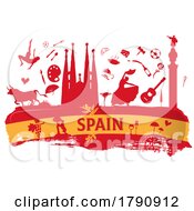 Poster, Art Print Of Spain Travel Flag And Icons