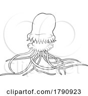 Poster, Art Print Of Black And White Cartoon Jellyfish