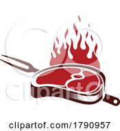 Poster, Art Print Of Steak Flames And Fork