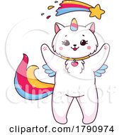 Poster, Art Print Of Unicorn Cat Caticorn With A Shooting Star