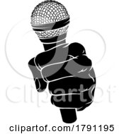 Poster, Art Print Of Fist Hand Holding Mic Microphone Cartoon Icon