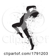 Poster, Art Print Of Grunge Splatter Silhouette Of A Female In A Modern Dance Pose 0504