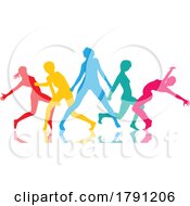 Poster, Art Print Of Female Silhouettes In Modern Dance Poses In Rainbow Colours 0504