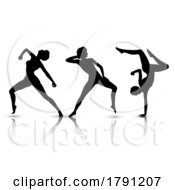 Poster, Art Print Of Silhouettes Of Females In Modern Dance Poses