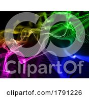 Poster, Art Print Of 3d Abstract Technology Background With Rainbow Coloured Flowing Particle Waves