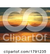 Poster, Art Print Of Abstract Hand Painted Sunset Landscape In Oil Paints