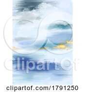 Abstract Hand Painted Mixed Media Beach Themed Landscape With Gold Elements