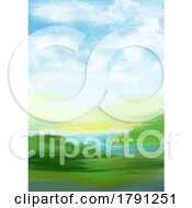 Poster, Art Print Of Abstract Hand Painted Sunny Landscape Background Design