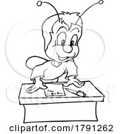 Poster, Art Print Of Cartoon Black And White Beetle Student