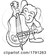 Poster, Art Print Of Cartoon Black And White Beetle Playing A Bass