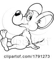 Poster, Art Print Of Cartoon Black And White Mouse Leaning Back