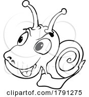 Cartoon Black And White Happy Snail