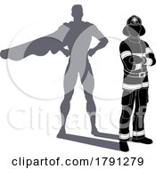 Poster, Art Print Of Superhero Firefighter Fireman Super Hero Shadow