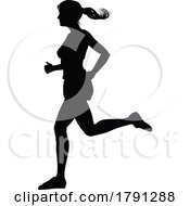 Poster, Art Print Of Silhouette Runner Woman Sprinter Or Jogger Person
