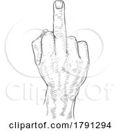 Hand Giving The Finger Bird Gesture Woodcut by AtStockIllustration