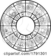 Poster, Art Print Of Zodiac Astrology Horoscope Star Signs Symbols Set