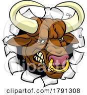 Poster, Art Print Of Bull Minotaur Longhorn Monster Cow Mascot Cartoon