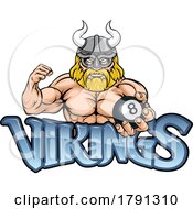 Poster, Art Print Of Viking Pool 8 Ball Billiards Mascot Cartoon