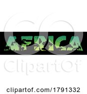Poster, Art Print Of Silhouetted Africa Word With Animals And Trees On Black