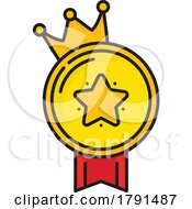 Crown Star Ribbon Medal Award Icon