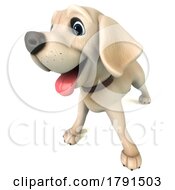 Poster, Art Print Of Cute Labrador Puppy Dog 3d On A Shaded White Background