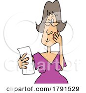 Poster, Art Print Of Cartoon Shocked Woman Reading A Receipt