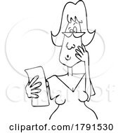 Poster, Art Print Of Cartoon Black And White Shocked Woman Reading A Receipt