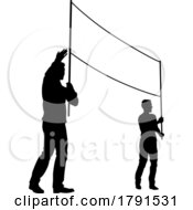 Poster, Art Print Of Banner Silhouette Protestors At March Rally Strike