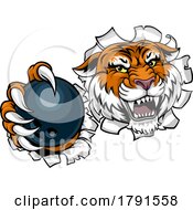 Poster, Art Print Of Tiger Bowling Ball Animal Sports Team Mascot