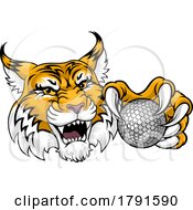 Poster, Art Print Of Wildcat Bobcat Golf Ball Sport Team Cartoon Mascot