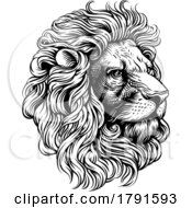 Poster, Art Print Of Lion Lions Head Woodcut Vintage Engraved Style