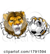 Poster, Art Print Of Lion Soccer Football Animal Sports Team Mascot