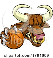 Poster, Art Print Of Bull Minotaur Longhorn Cow Basketball Mascot