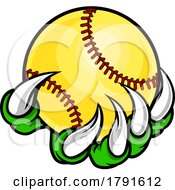 Claw Monster Talons Hand Holding Softball Ball by AtStockIllustration