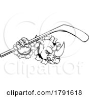 Poster, Art Print Of Rhino Ice Hockey Player Animal Sports Mascot