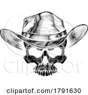 Skull Cowboy Hat Grim Reaper Cartoon by AtStockIllustration