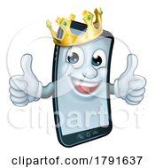 Poster, Art Print Of Mobile Phone King Crown Thumbs Up Cartoon Mascot