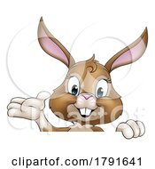 Poster, Art Print Of Easter Bunny Rabbit Cartoon Character Peeking Sign
