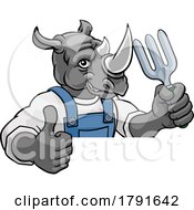 Poster, Art Print Of Rhino Gardener Gardening Animal Mascot