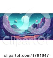 Poster, Art Print Of Alien Planet Outer Space Landscape Game Background