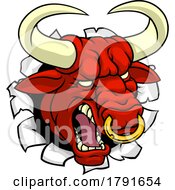 Bull Minotaur Longhorn Monster Cow Mascot Cartoon by AtStockIllustration
