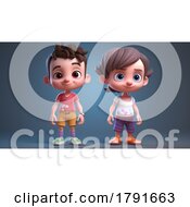 3d Children On A Dark Background by chrisroll