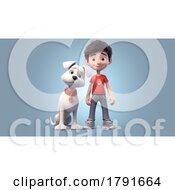 3d Boy And His Dog On A Dark Background by chrisroll