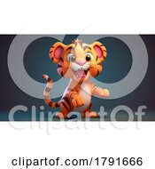 Poster, Art Print Of 3d Cute Baby Tiger Cub On A Dark Background