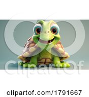Poster, Art Print Of 3d Cute Baby Tortoise On A Dark Background