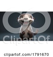3d Cute Baby Otter On A Dark Background