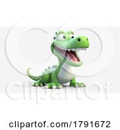 Poster, Art Print Of 3d Cute Crocodile On A Shaded Background