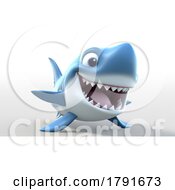 Poster, Art Print Of 3d Cute Shark On A Shaded Background