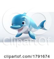 3d Cute Dolphin On A Shaded Background