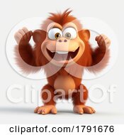 Poster, Art Print Of 3d Cute Monkey On A Shaded Background